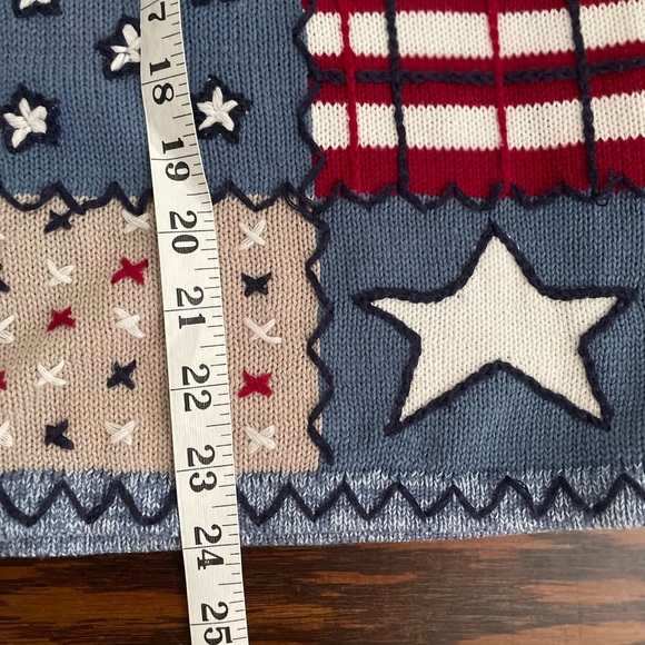 Bobbie Brooks Vintage Y2k Womens Size Large Blue Patriotic Flag Sweater Vest - Picture 11 of 11